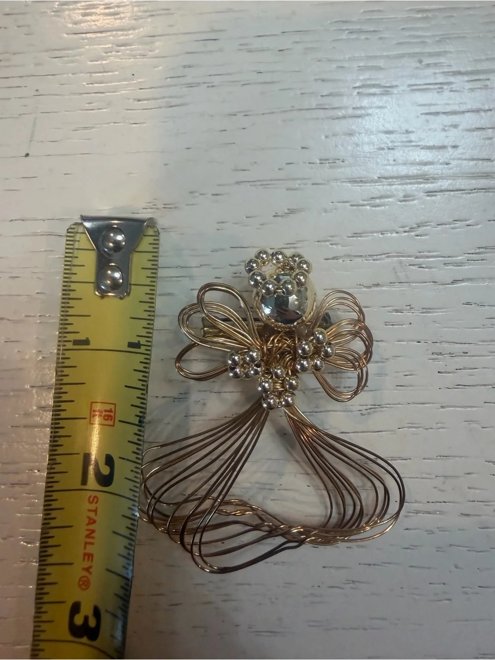 Vintage Gold Tone Wire Angel Brooch